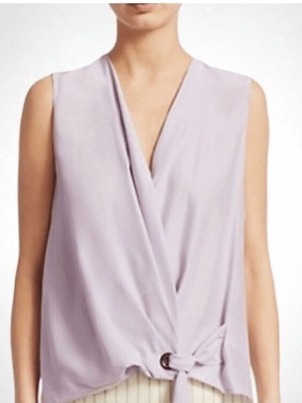 rag & bone Lavender Sleeveless Wrap Knot 100% Silk top